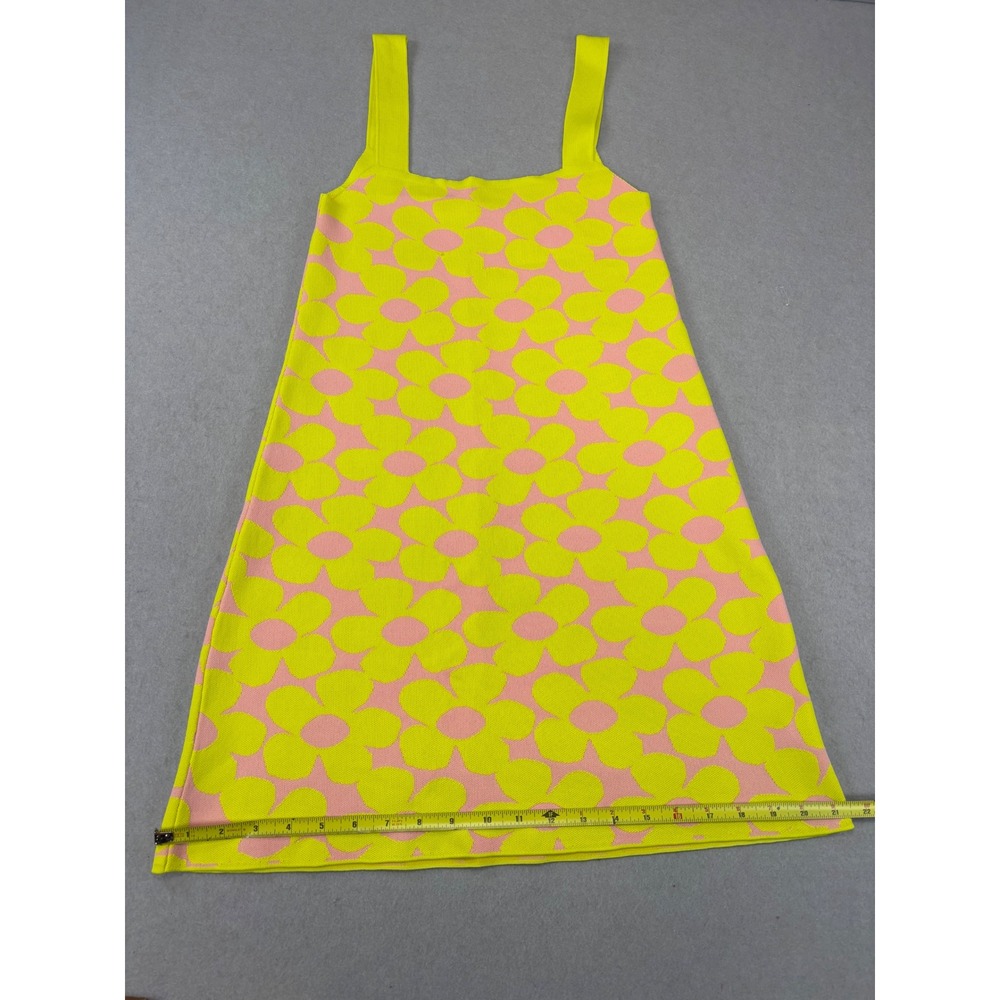 Zara Small Knit Dress Yellow Pink Floral Sleeveless Mini dress retro 60s 70s‎ - Picture 2 of 8